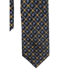 J.Z. Richards Gallery Collection 100% Silk Gray Blue Gold Tie Handmade USA Event
